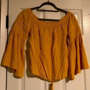 Mustard yellow off the shoulder top